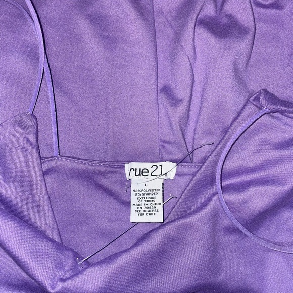 36) NEVER WORN Women'S Fashion Sexy Solid  purple Elastic Spaghetti Strap SZ L - Picture 6 of 6